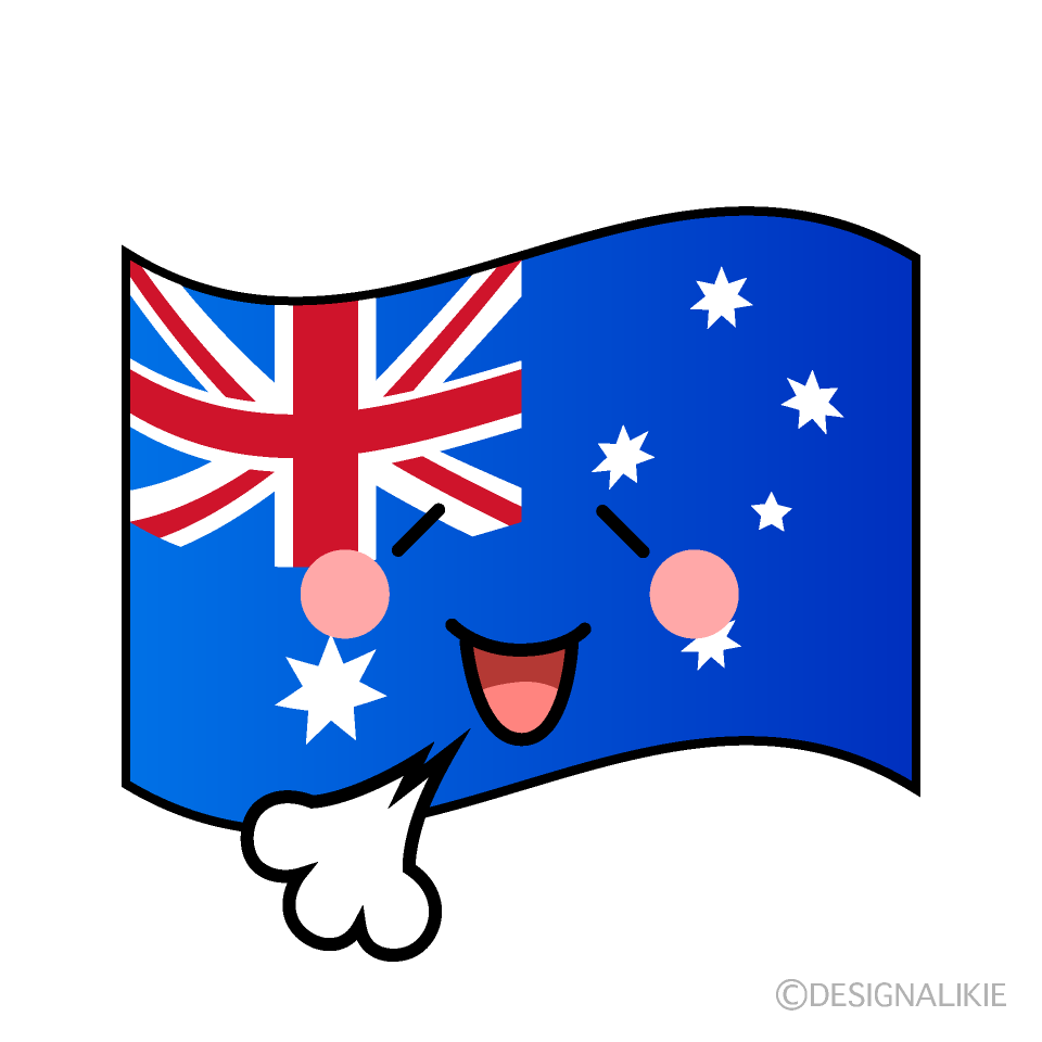 かわいいリラックスするオーストラリア国旗イラスト