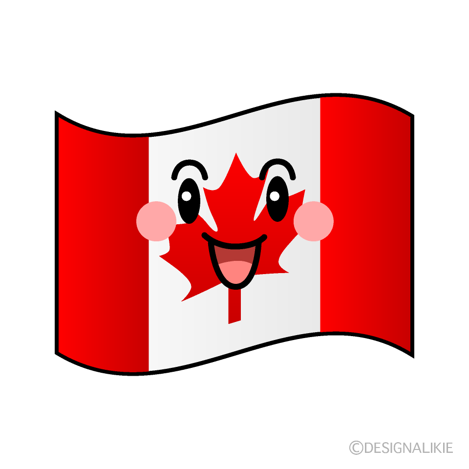 かわいい笑顔のカナダ国旗イラスト