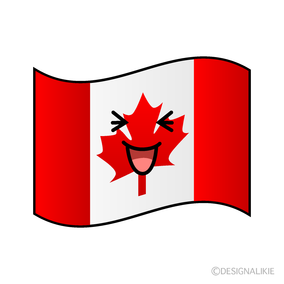 かわいい笑うカナダ国旗イラスト