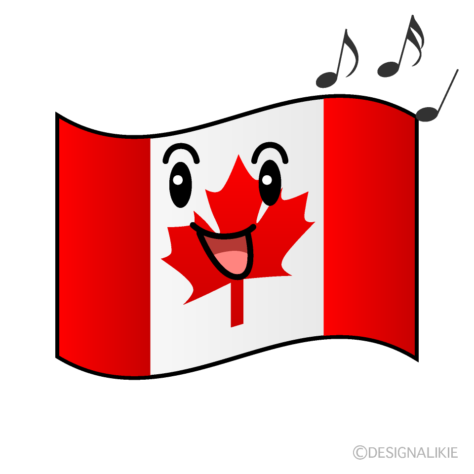 かわいい歌うカナダ国旗イラスト