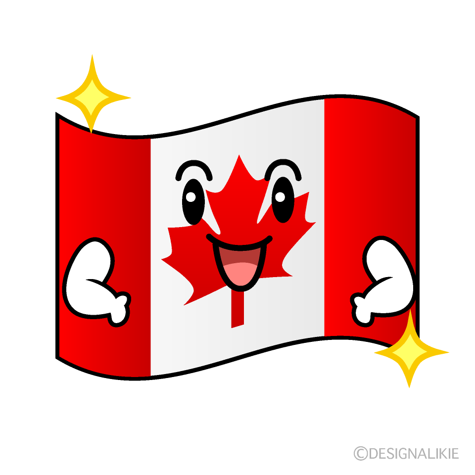 かわいい煌くカナダ国旗イラスト