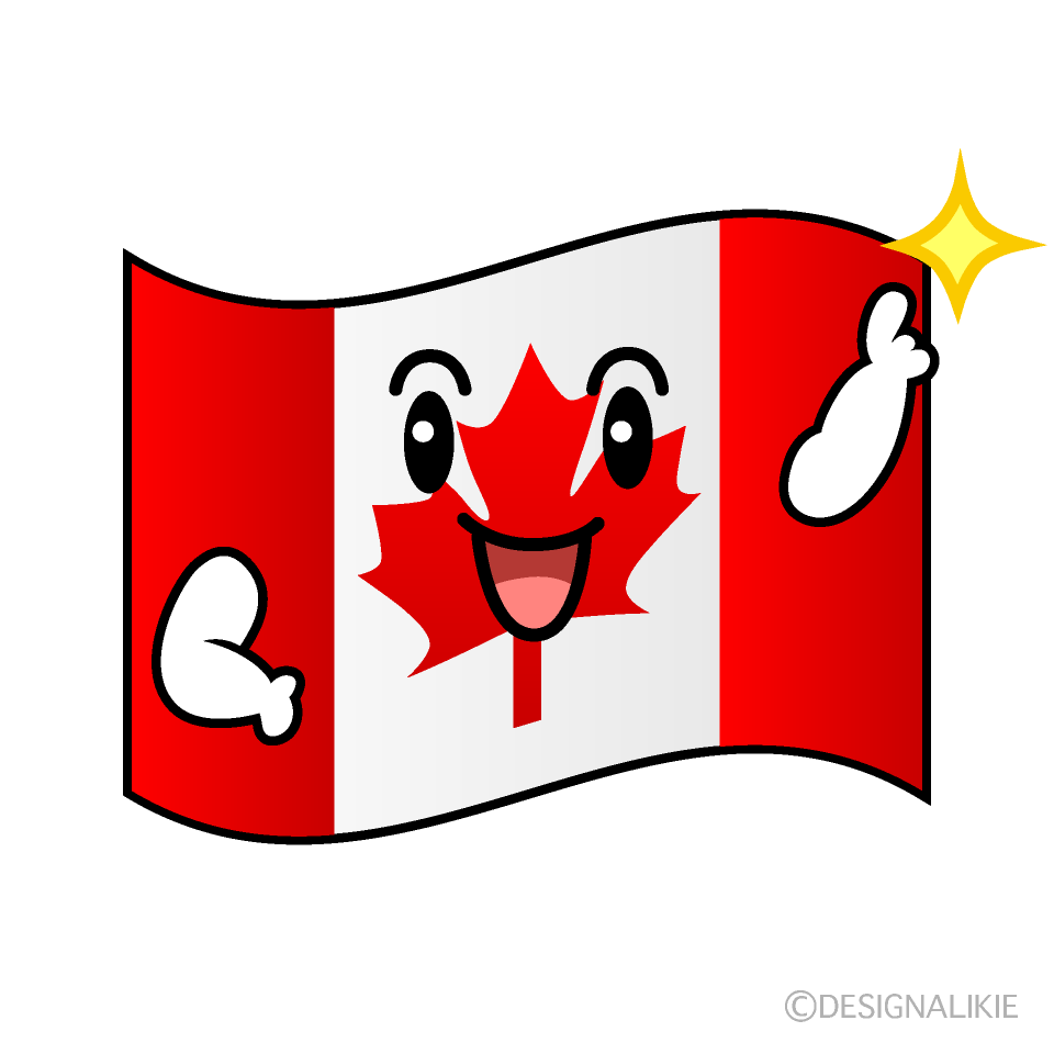 かわいい指差すカナダ国旗イラスト
