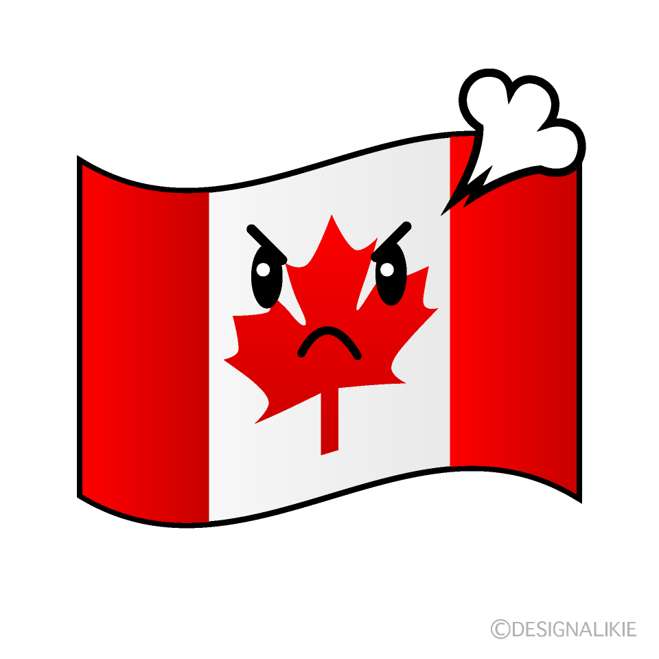 かわいい怒るカナダ国旗イラスト