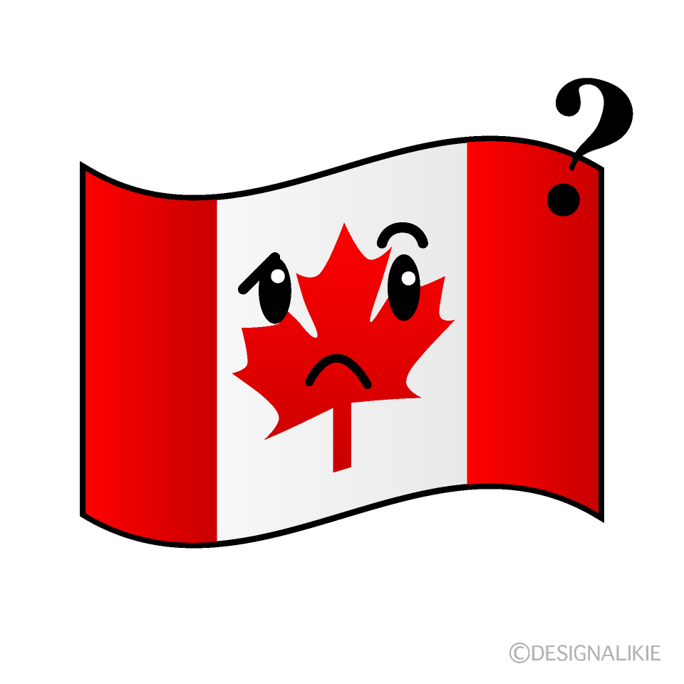 かわいい考えるカナダ国旗イラスト