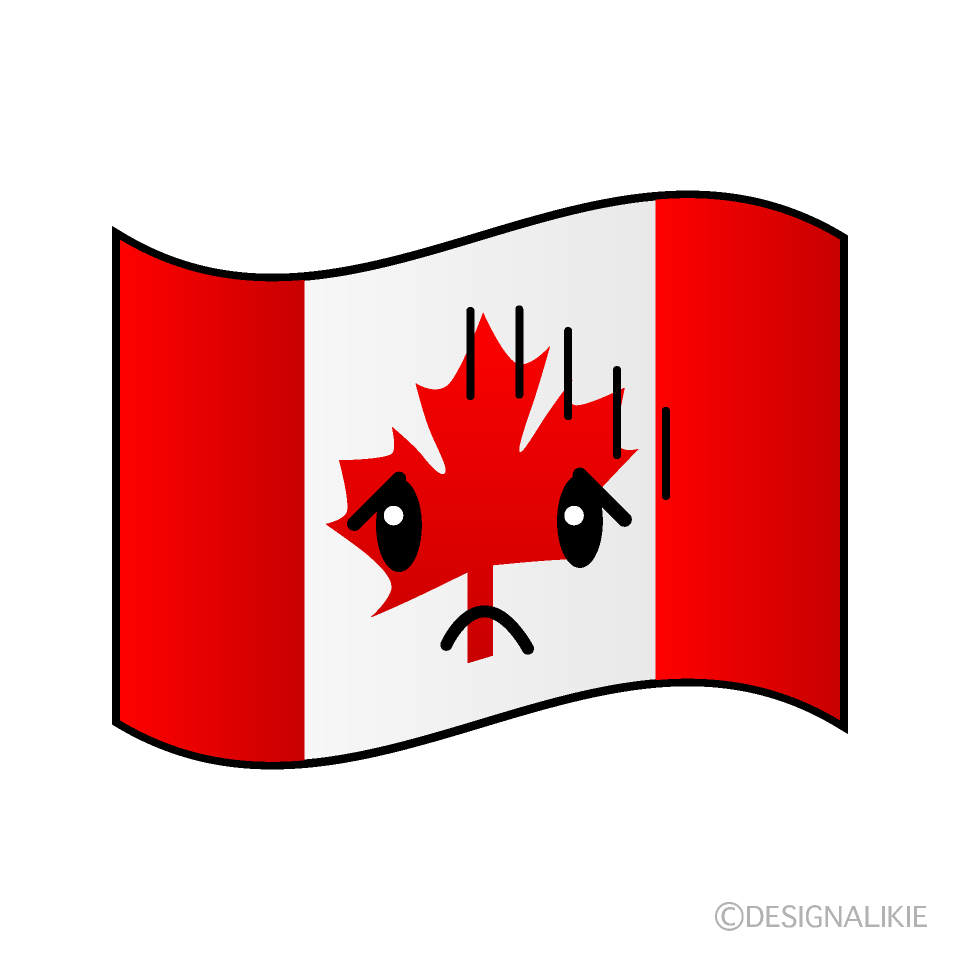 かわいい落ち込むカナダ国旗イラスト
