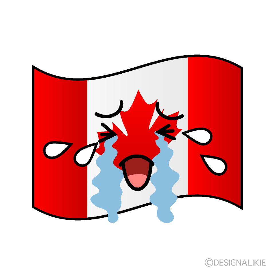 かわいい泣くカナダ国旗イラスト