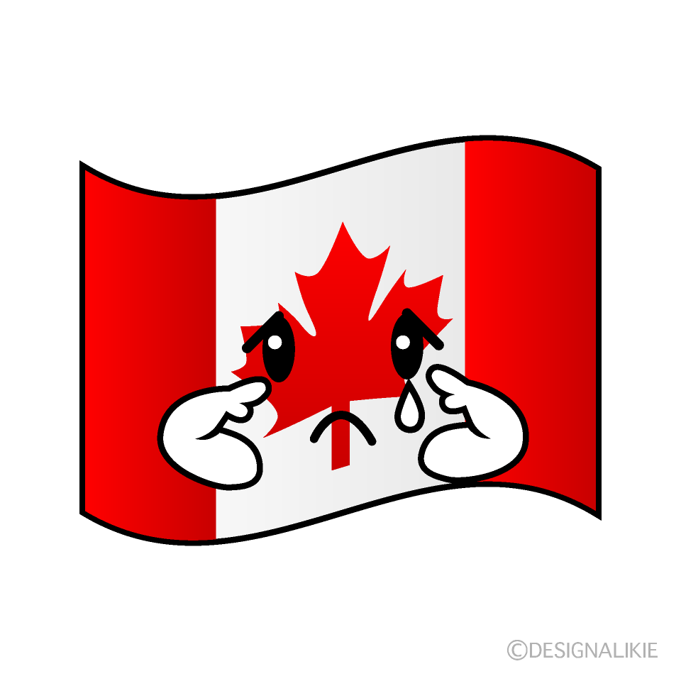 かわいい悲しいカナダ国旗イラスト