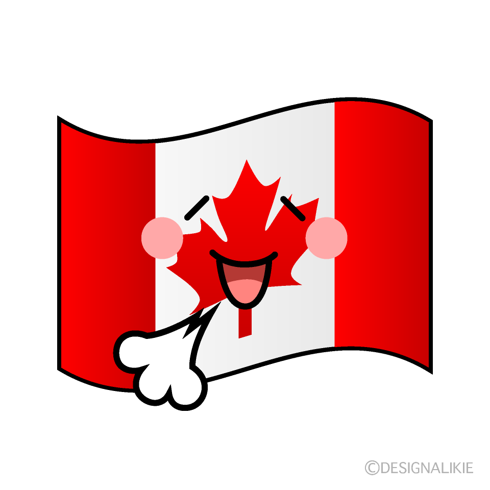 かわいいリラックスするカナダ国旗イラスト
