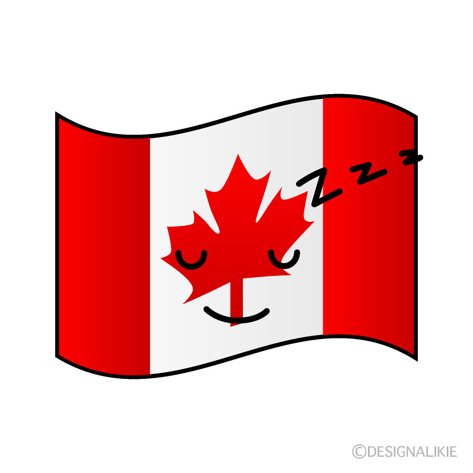 かわいい寝るカナダ国旗イラスト