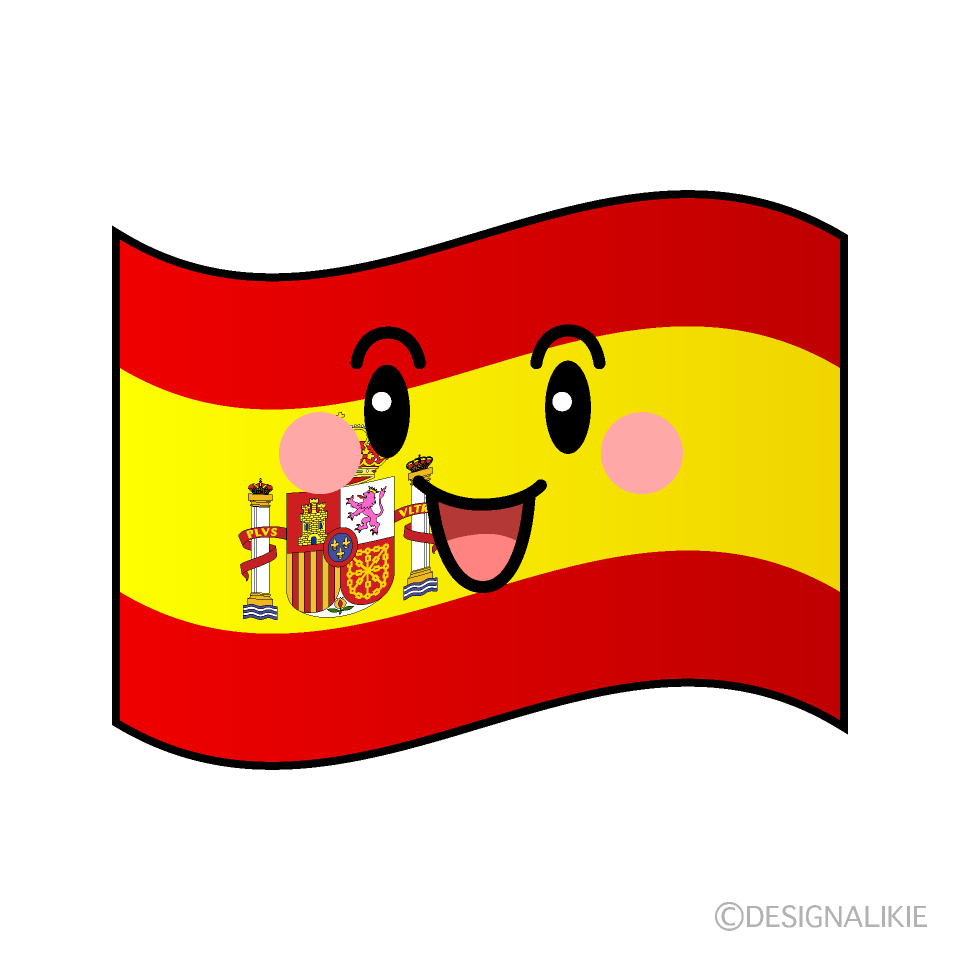 かわいい笑顔のスペイン国旗イラスト