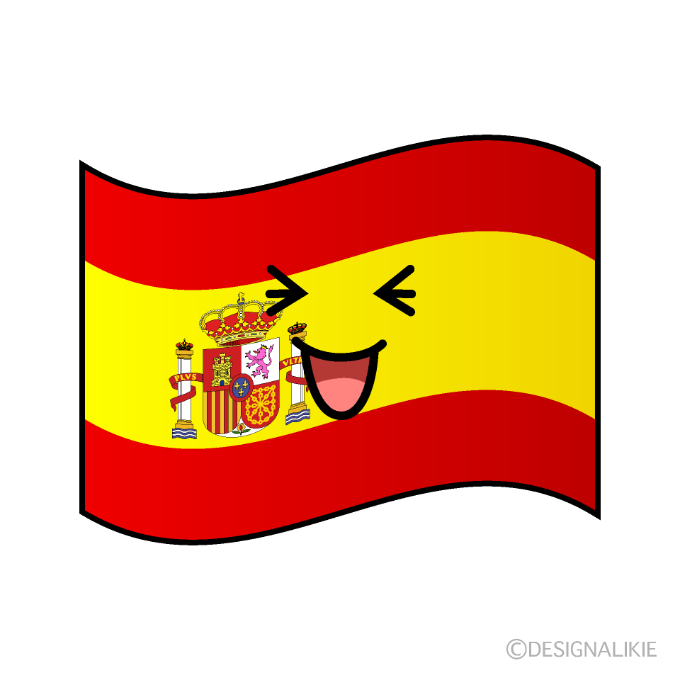 かわいい笑うスペイン国旗イラスト