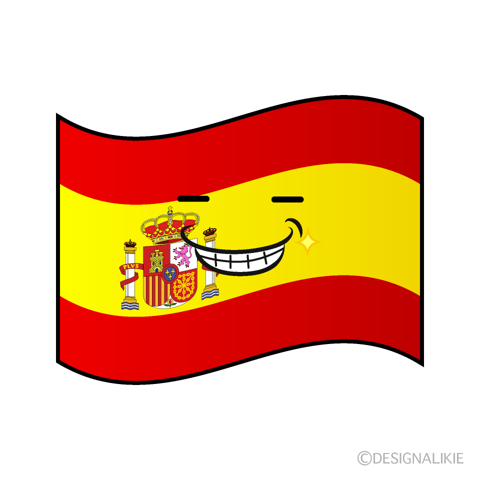 かわいいニヤリのスペイン国旗イラスト