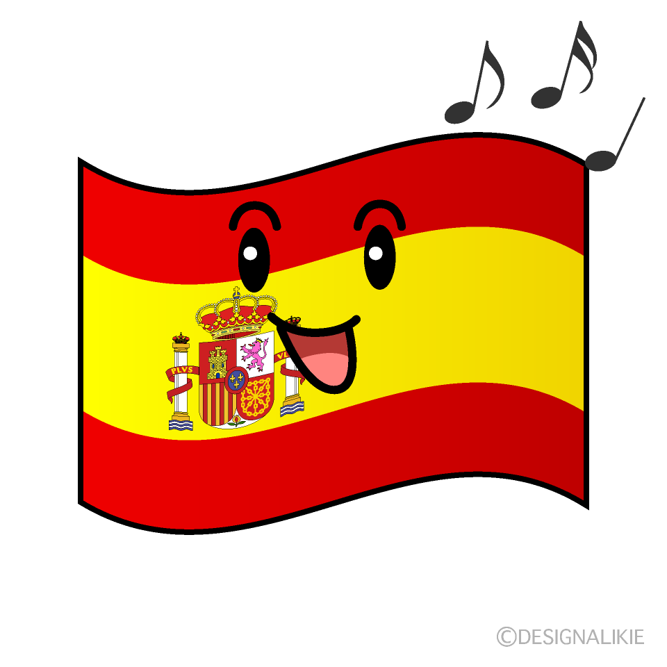 かわいい歌うスペイン国旗イラスト