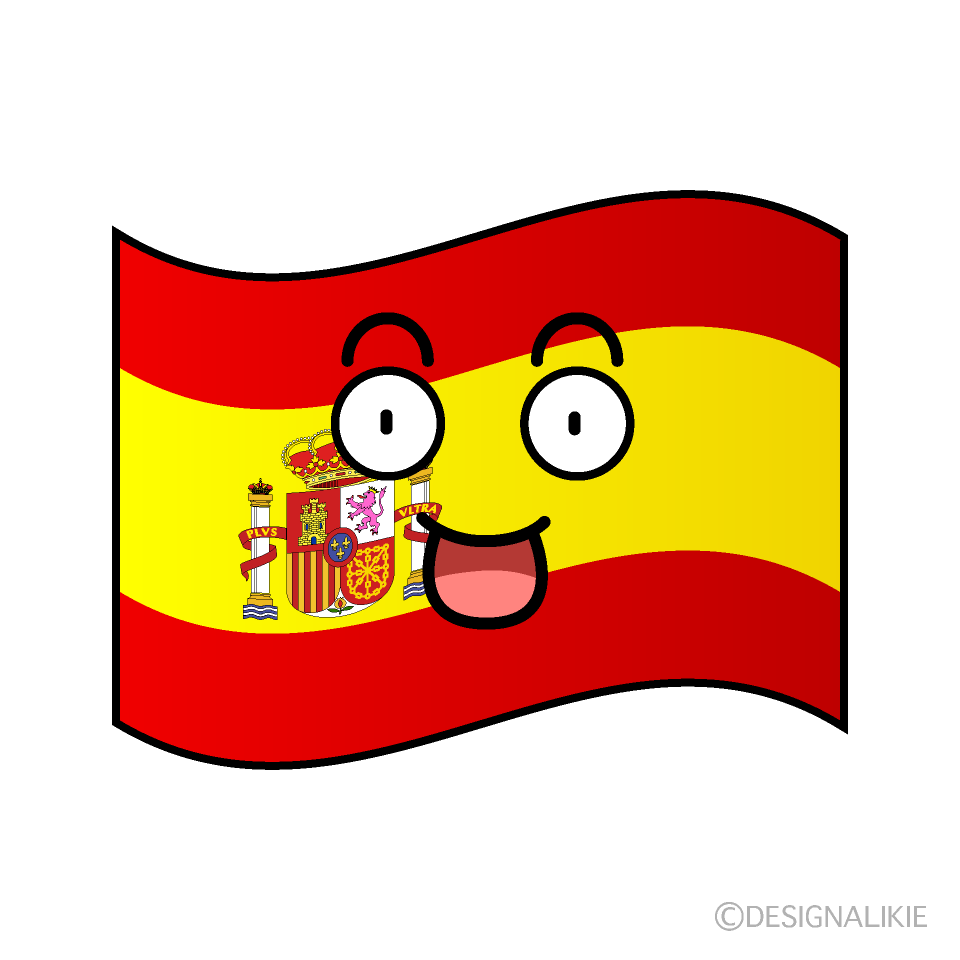かわいい驚くスペイン国旗イラスト
