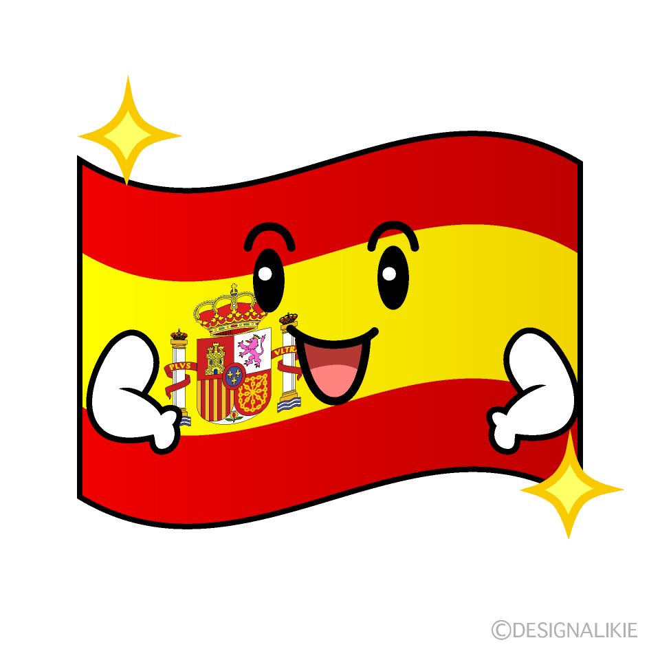 かわいい煌くスペイン国旗イラスト
