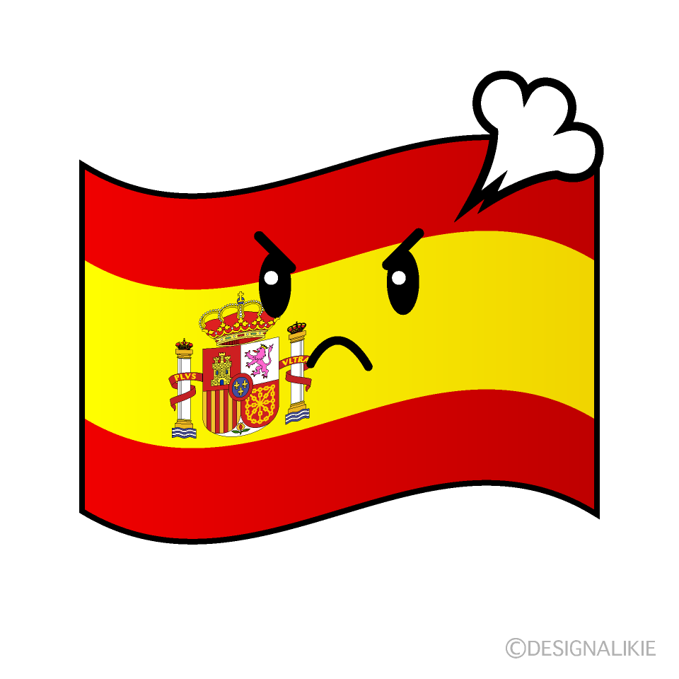 かわいい怒るスペイン国旗イラスト