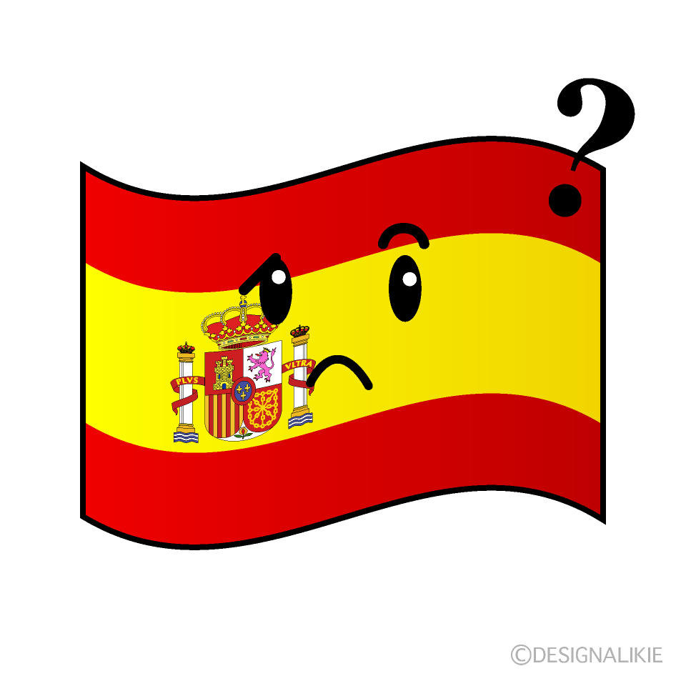かわいい考えるスペイン国旗イラスト