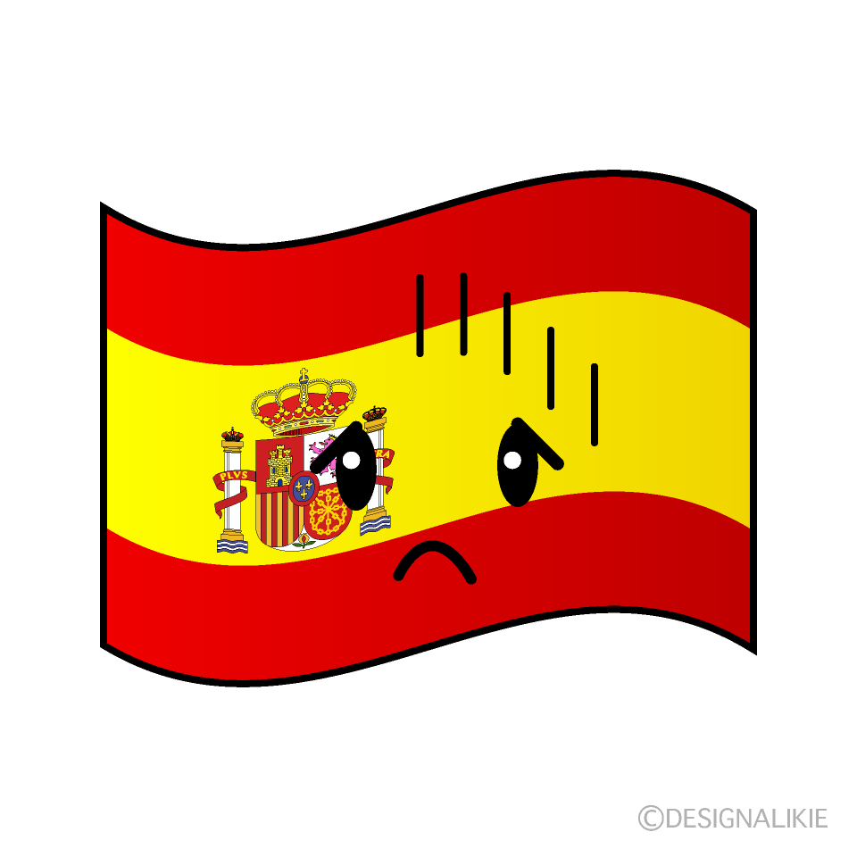 かわいい落ち込むスペイン国旗イラスト