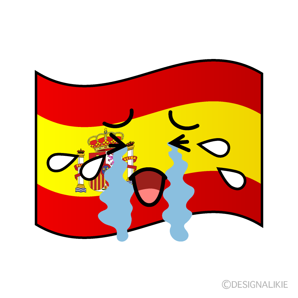 かわいい泣くスペイン国旗イラスト