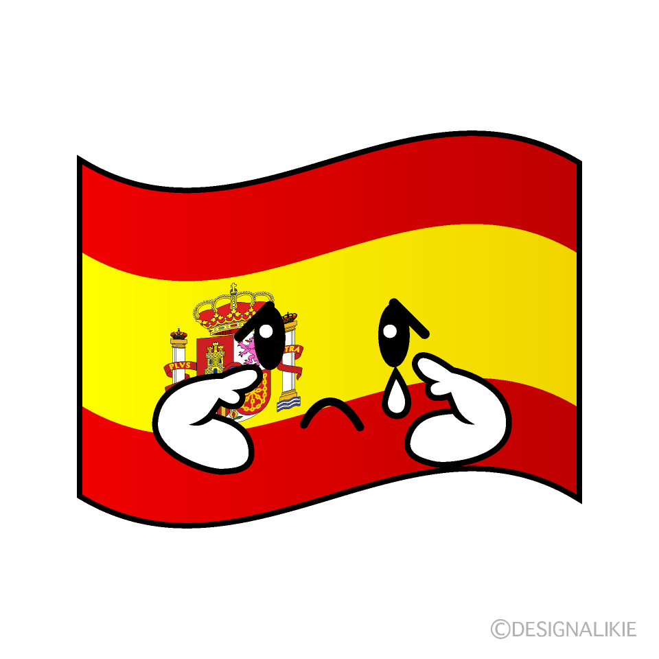 かわいい悲しいスペイン国旗イラスト