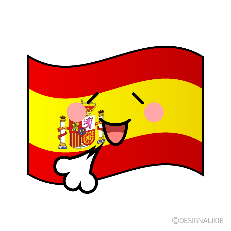 かわいいリラックスするスペイン国旗イラスト