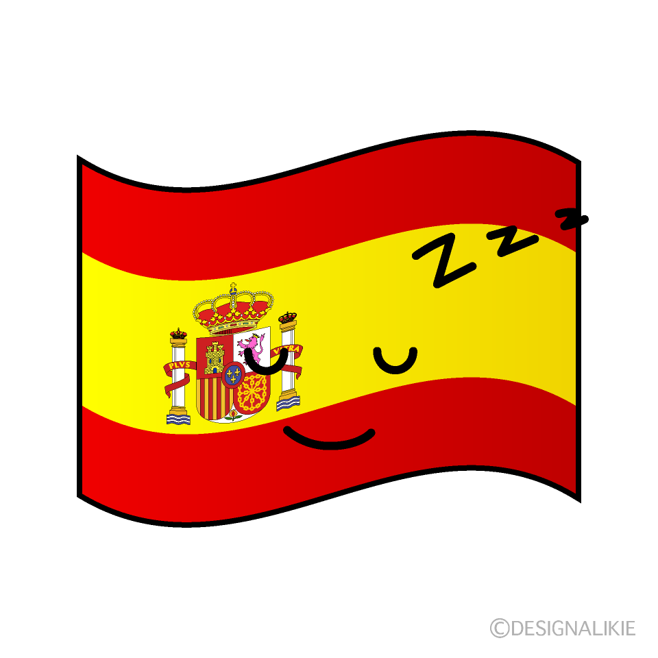 かわいい寝るスペイン国旗イラスト