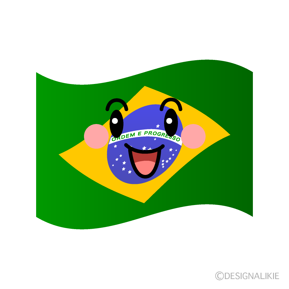 かわいい笑顔のブラジル国旗イラスト
