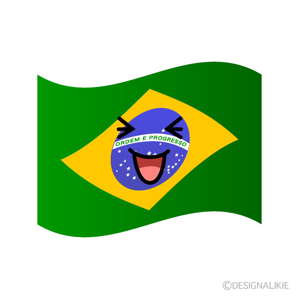 かわいい笑うブラジル国旗イラスト