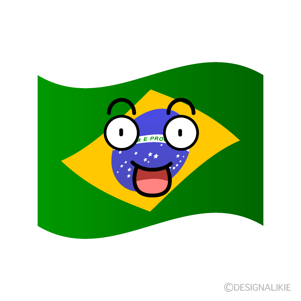 かわいい驚くブラジル国旗イラスト