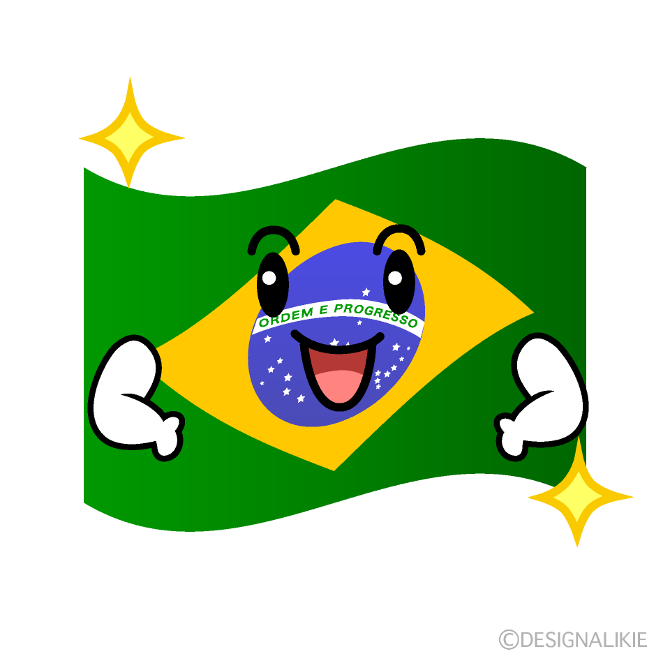 かわいい煌くブラジル国旗イラスト