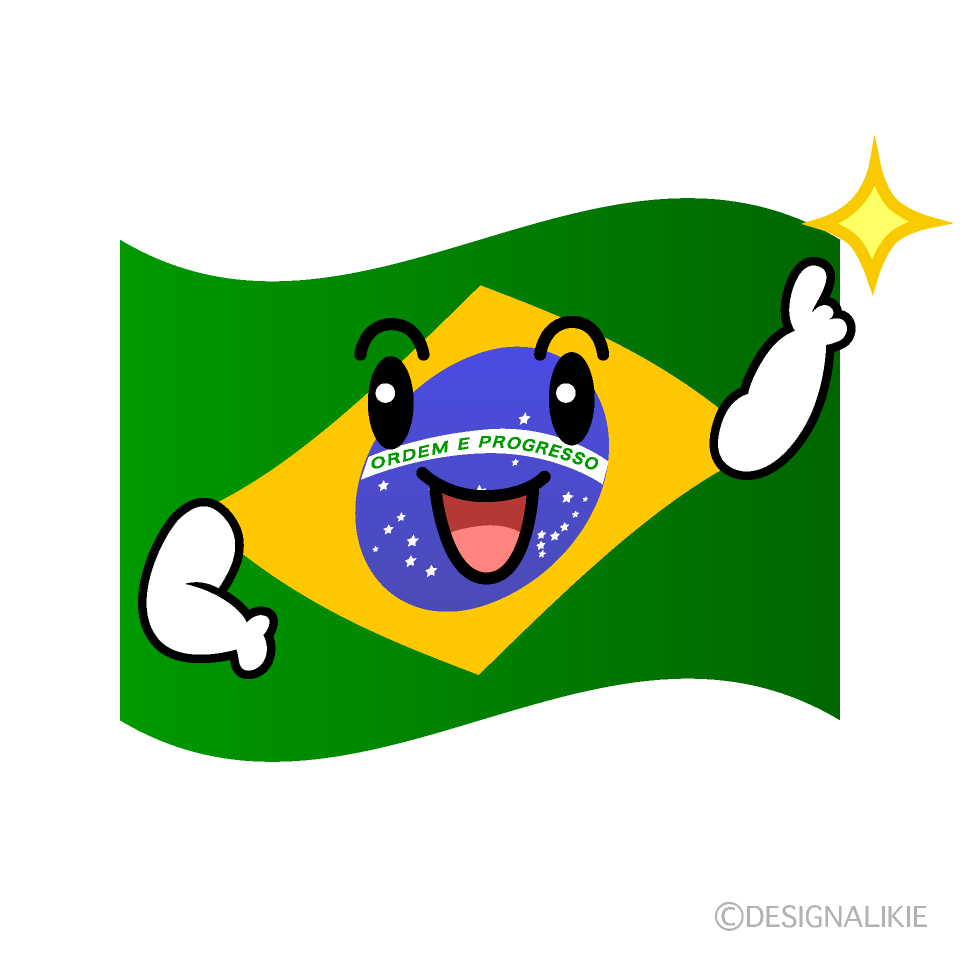 かわいい指差すブラジル国旗イラスト