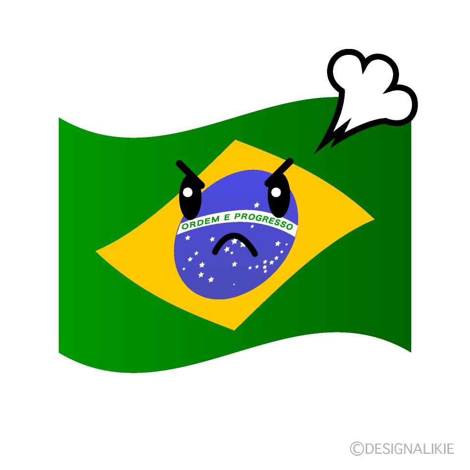 かわいい怒るブラジル国旗イラスト