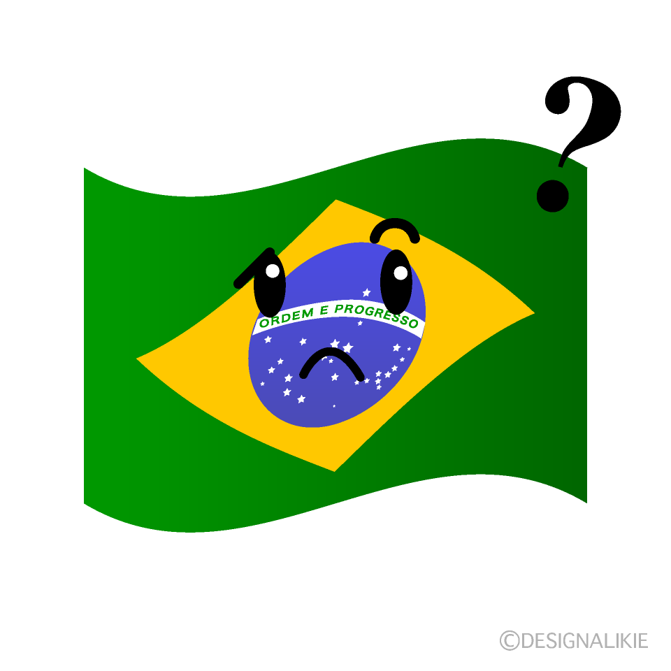 かわいい考えるブラジル国旗イラスト
