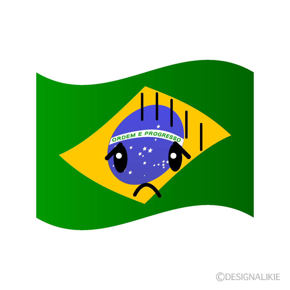 かわいい落ち込むブラジル国旗イラスト