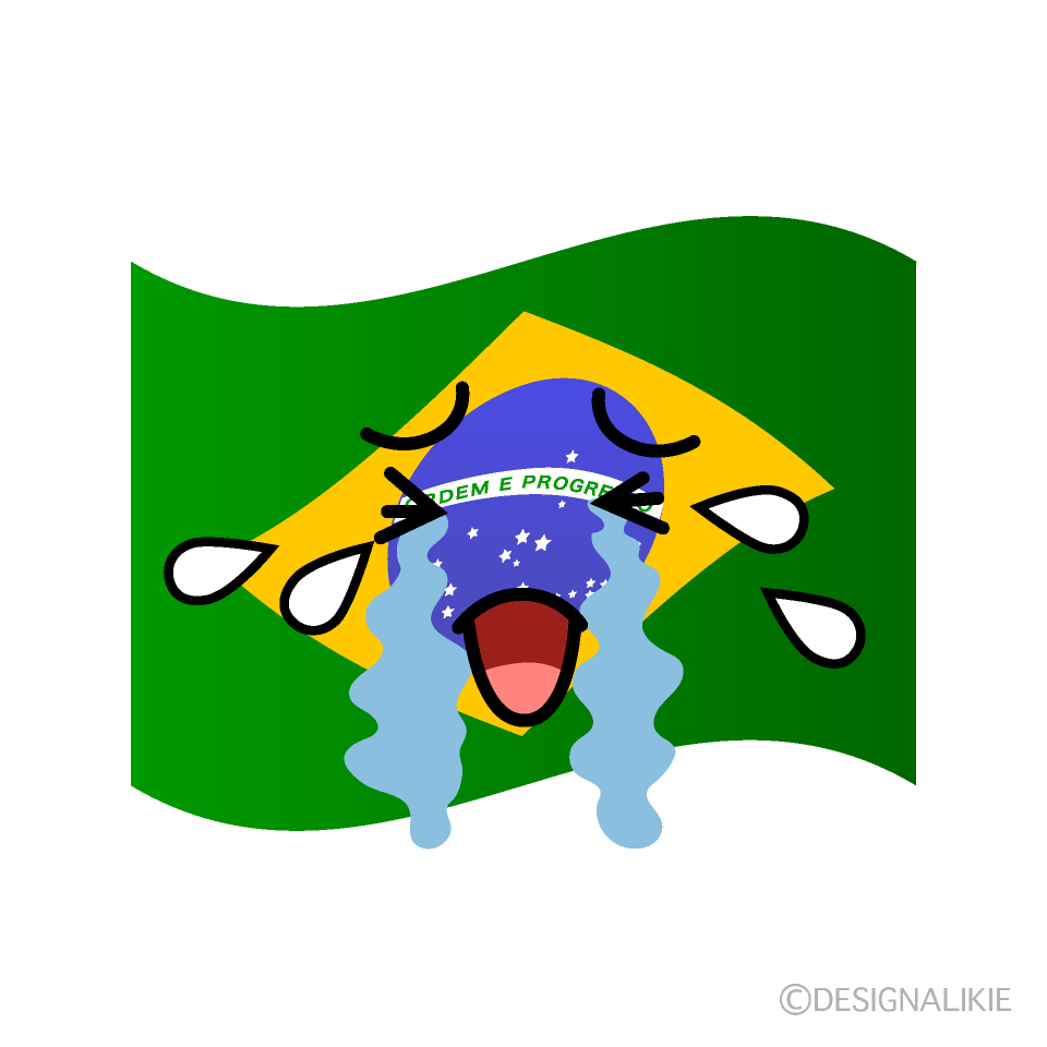 かわいい泣くブラジル国旗イラスト