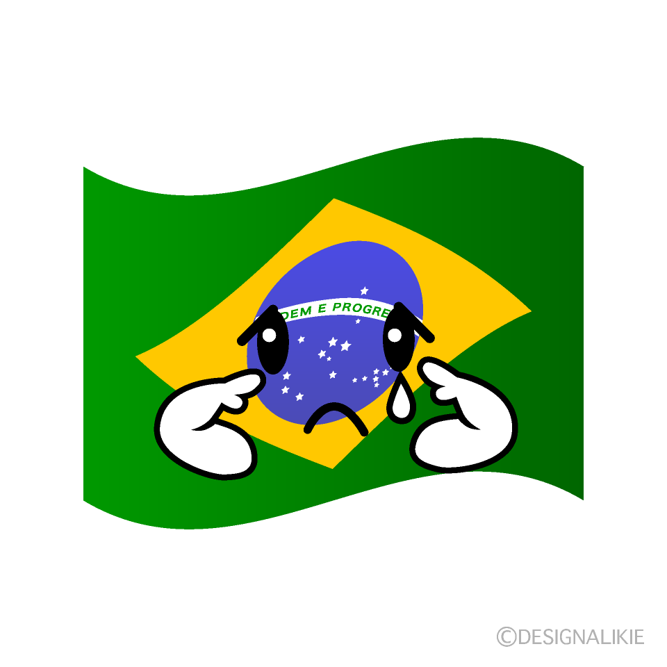 かわいい悲しいブラジル国旗イラスト
