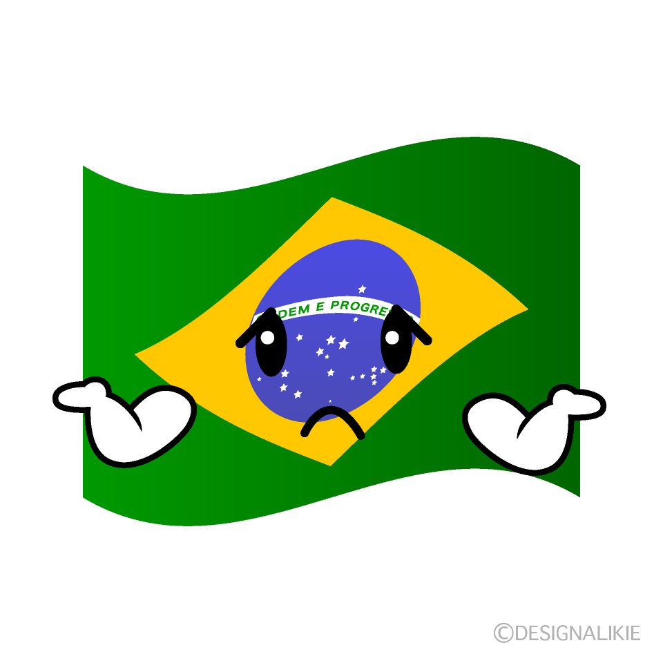 かわいい困るブラジル国旗イラスト