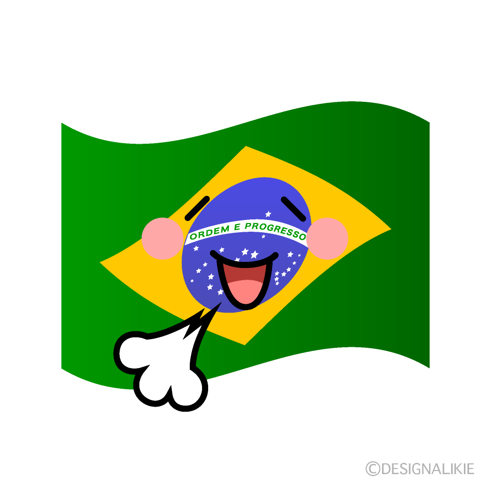 かわいいリラックスするブラジル国旗イラスト