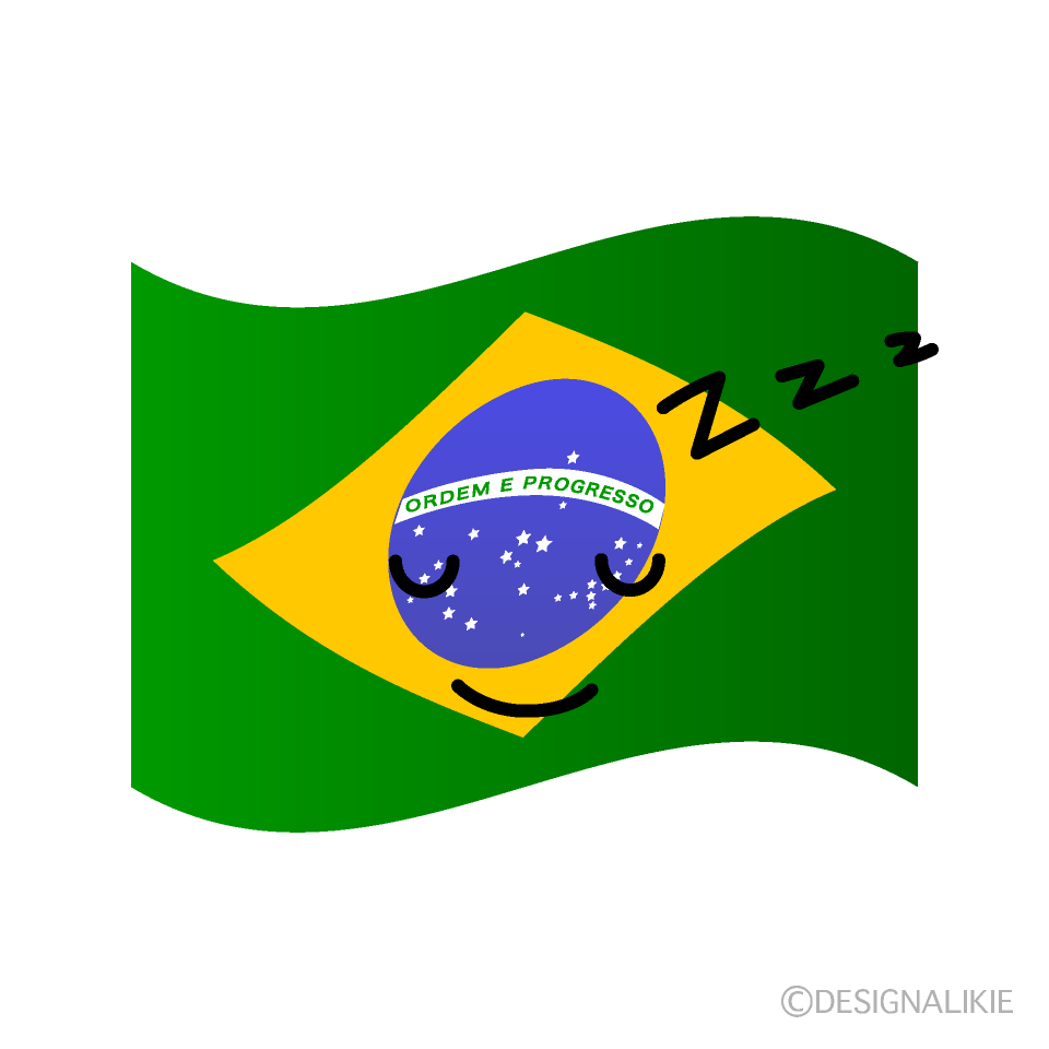 かわいい寝るブラジル国旗イラスト