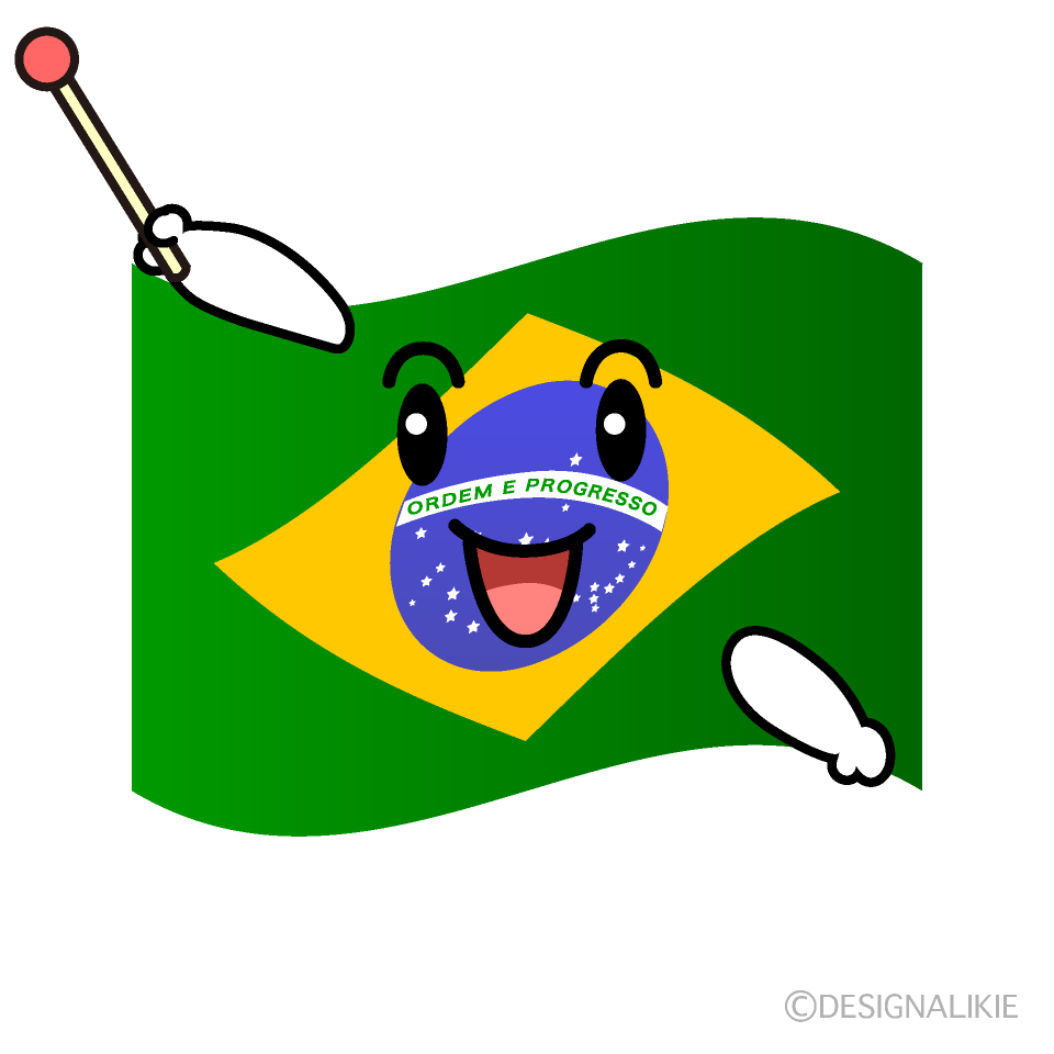 かわいい話すブラジル国旗イラスト