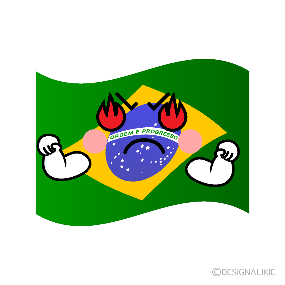 かわいい熱意のブラジル国旗イラスト