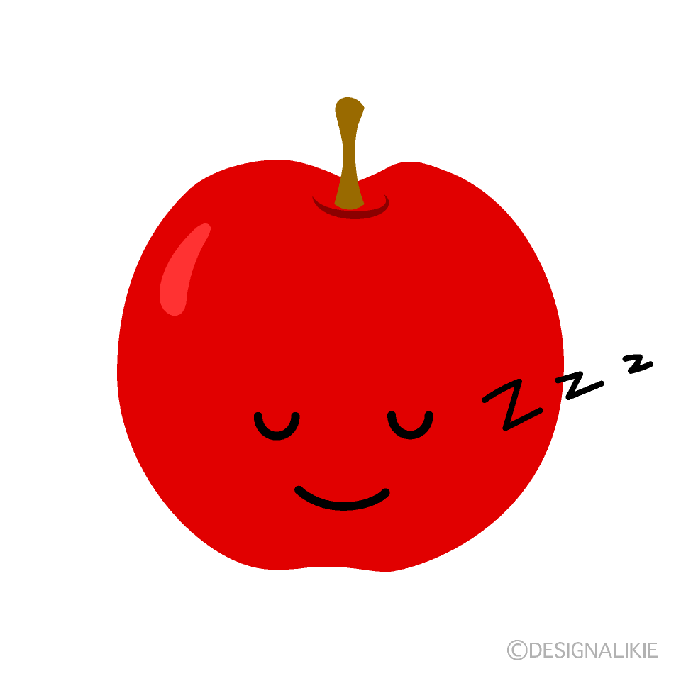 かわいい寝るリンゴイラスト