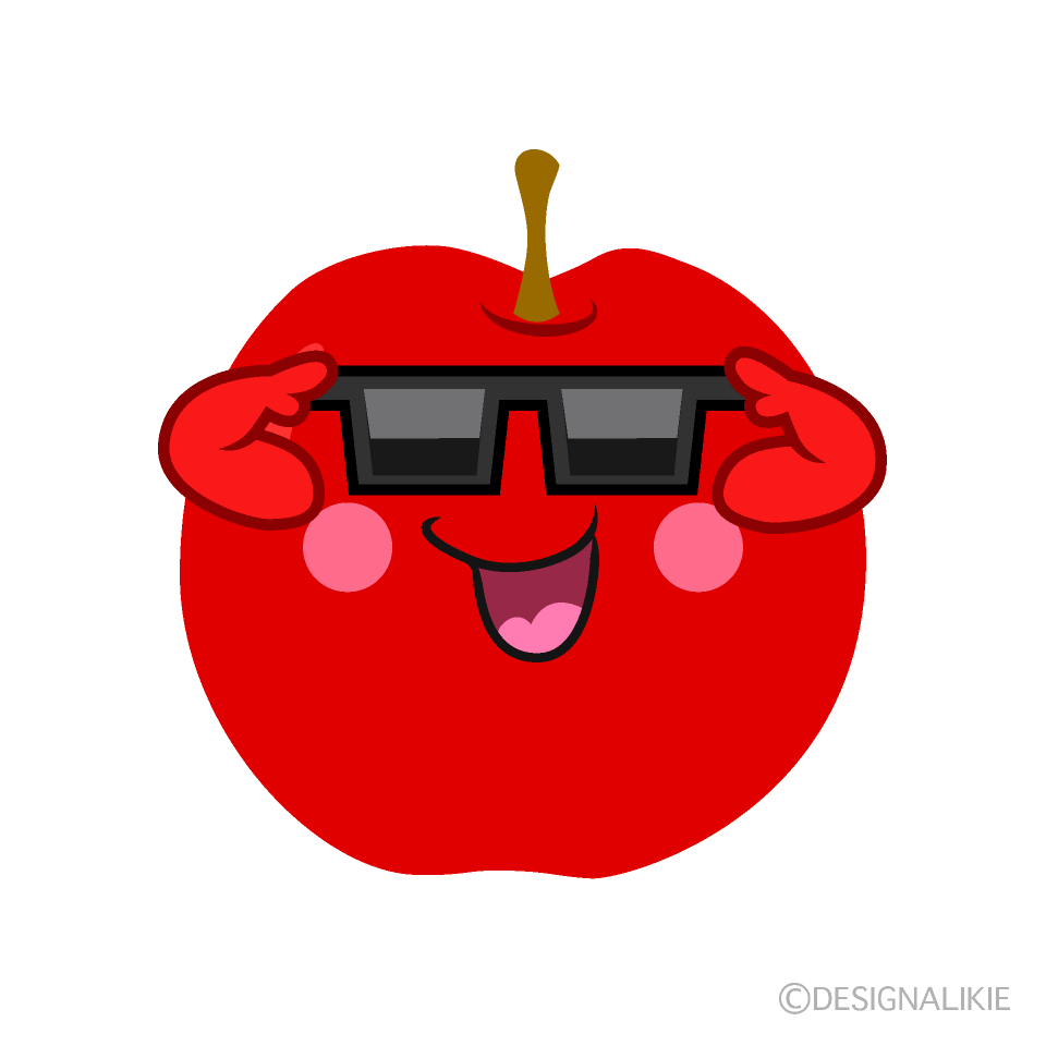 かわいいサングラスのリンゴのイラスト素材 Illustcute