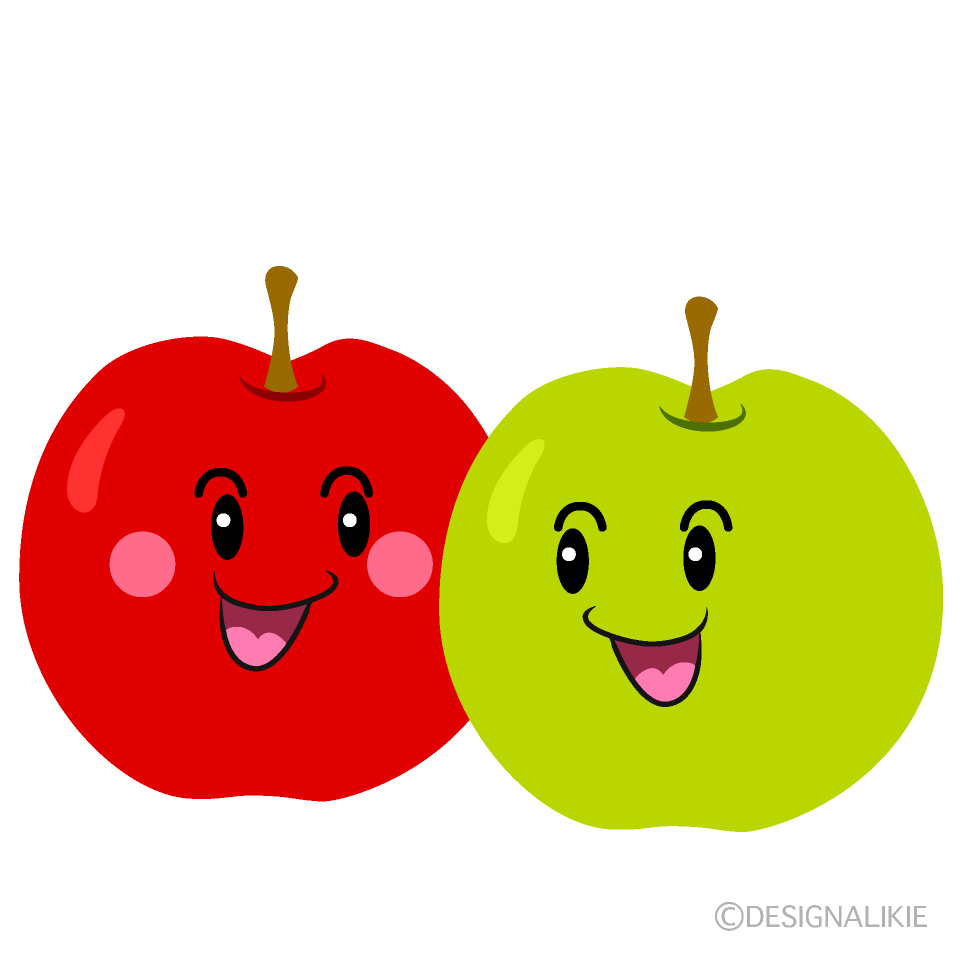 かわいい友達のリンゴのイラスト素材 Illustcute
