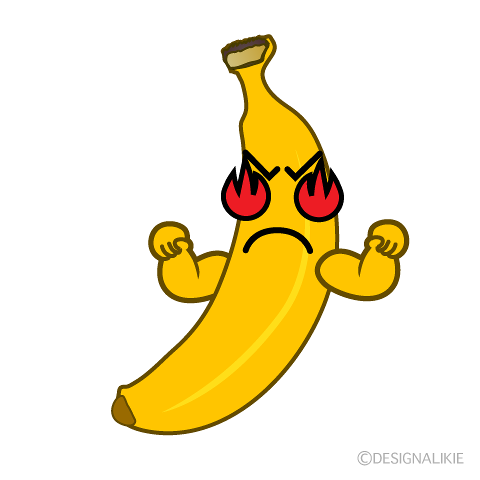 かわいい燃えるバナナのイラスト素材 Illustcute