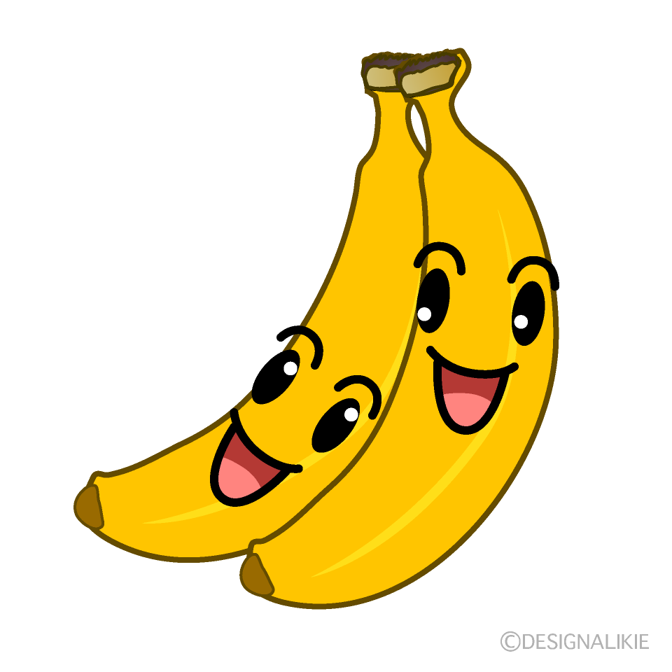 可愛いバナナと友達のフリーイラスト素材 Illustcute