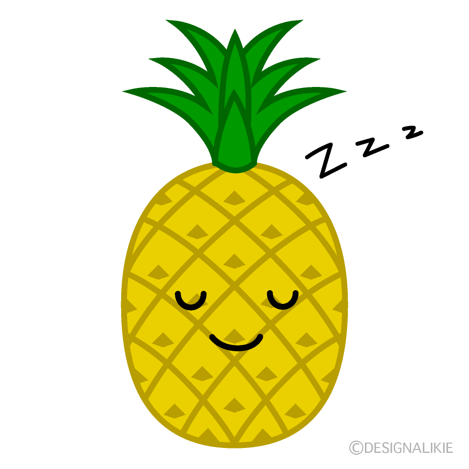 かわいい寝るパイナップルのイラスト素材 Illustcute