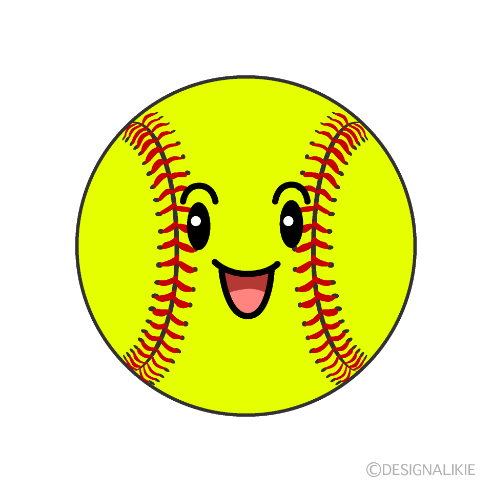 かわいい笑顔のソフトボールのイラスト素材 Illustcute