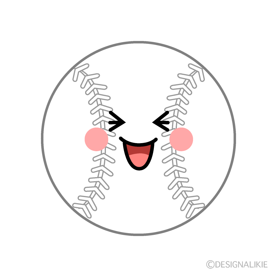 かわいい笑う白ソフトボールのイラスト素材 Illustcute