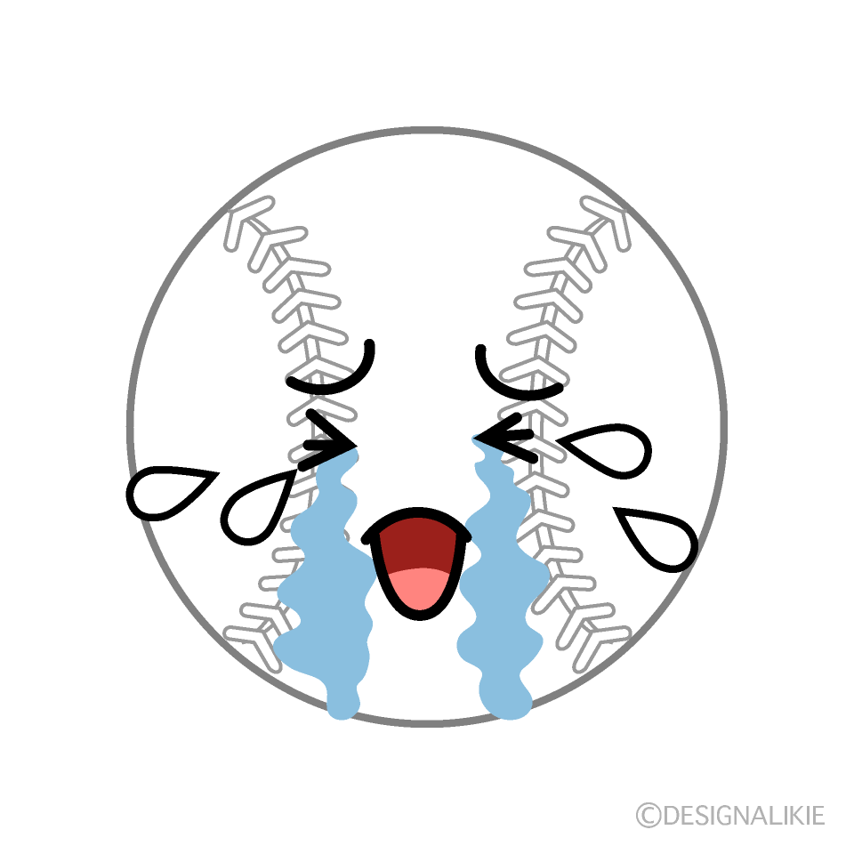 かわいい泣く白ソフトボールのイラスト素材 Illustcute